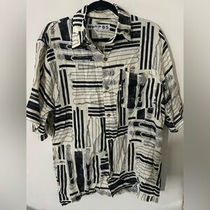 Black and White Casual Men's Shirt